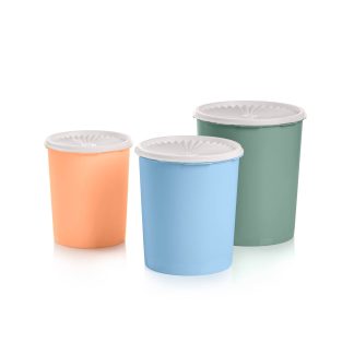 Tupperware Classic Decorator Canister Set of 3 (Early Roots, Ice Cube, Juicy Peach)