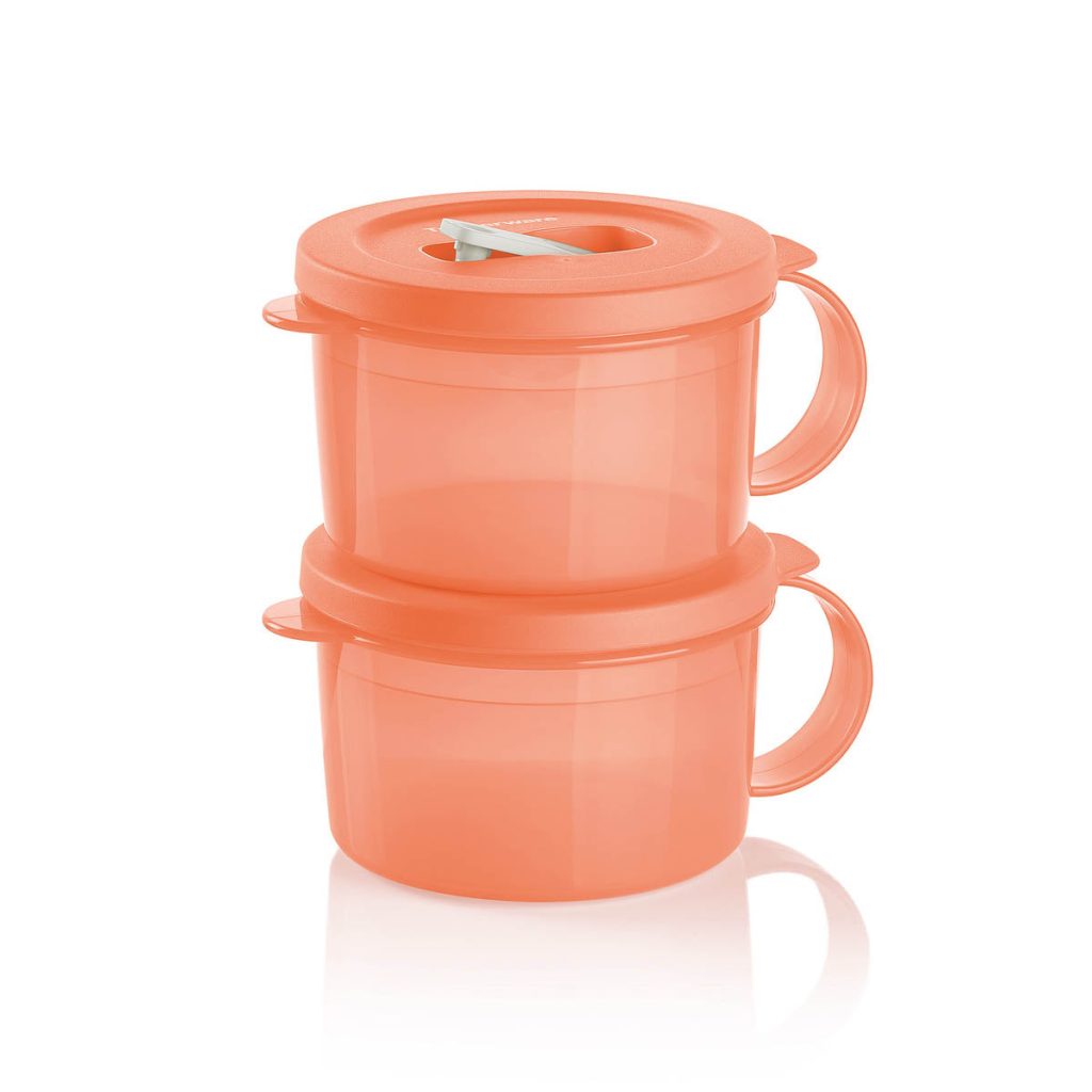 tupperware crystalwave plus microwave soup mug set of 2 leak 1