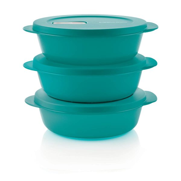 Tupperware Crystalwave® Plus Round 3 1/2 cup / 850 mL Set of 3 (Mysterious Green)