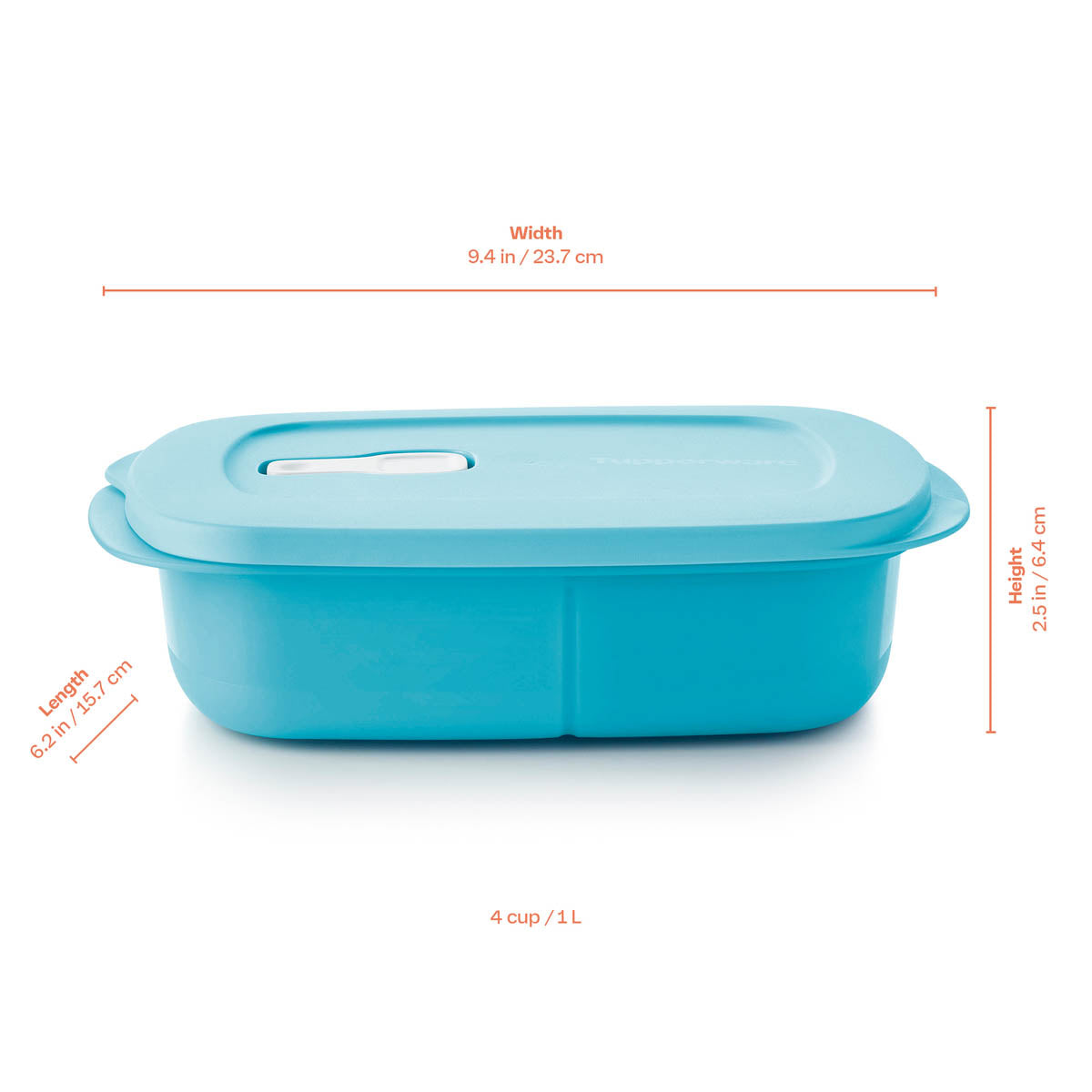tupperware crystalwave rectangular divided dish 7