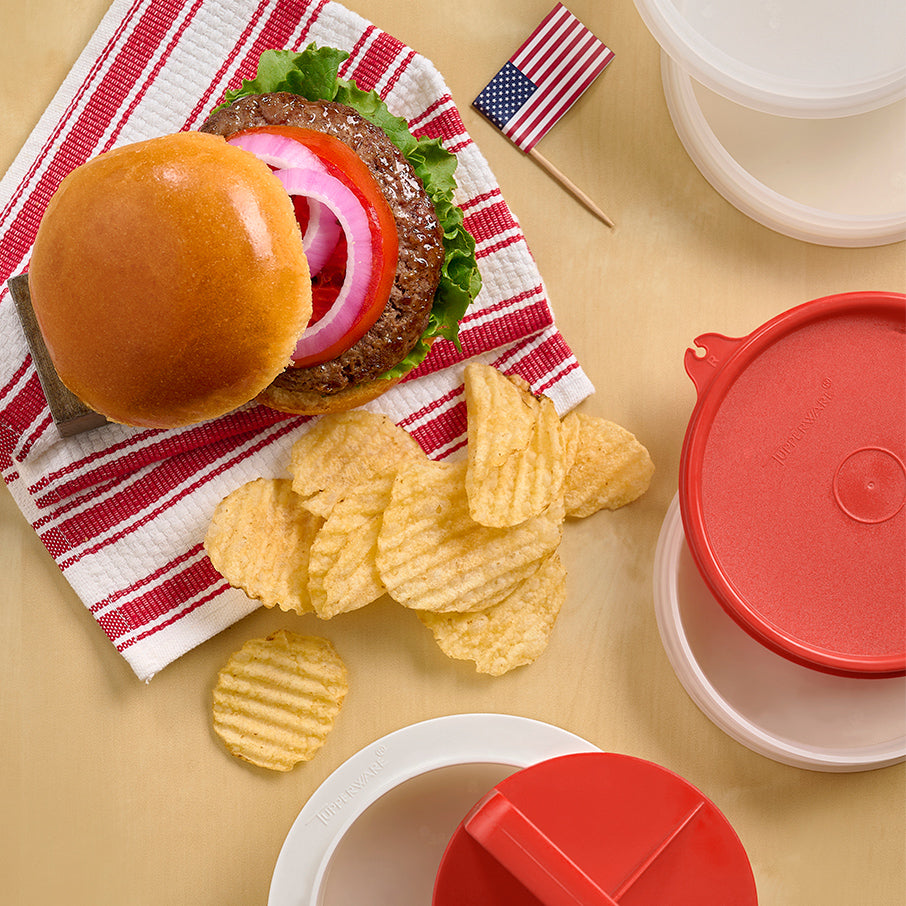 tupperware hamburger press keepers set large patty mold stor 3