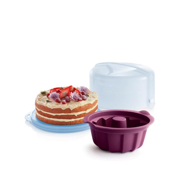 Tupperware Silicone Bundt Form with Round Cake Taker